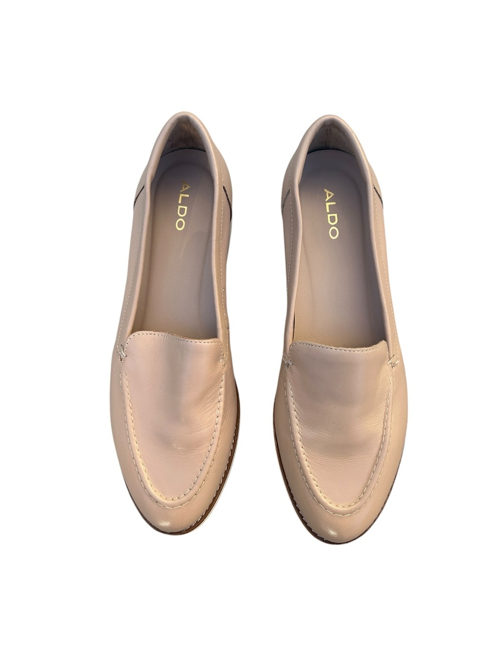 Aldo Beige Leather Slip-On Loafers